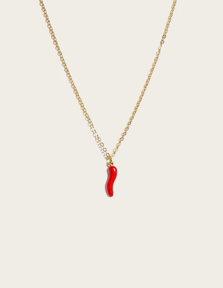 Collier pendentif piment rouge corne abondance