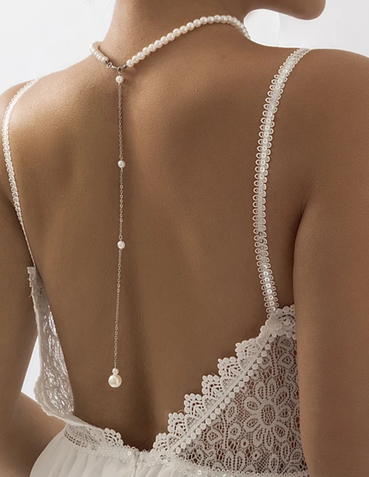 Collier chaîne de dos mariage bijou femme mariée