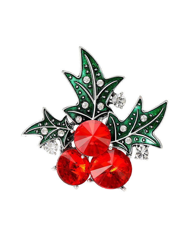 Broche de Noël en forme de houx